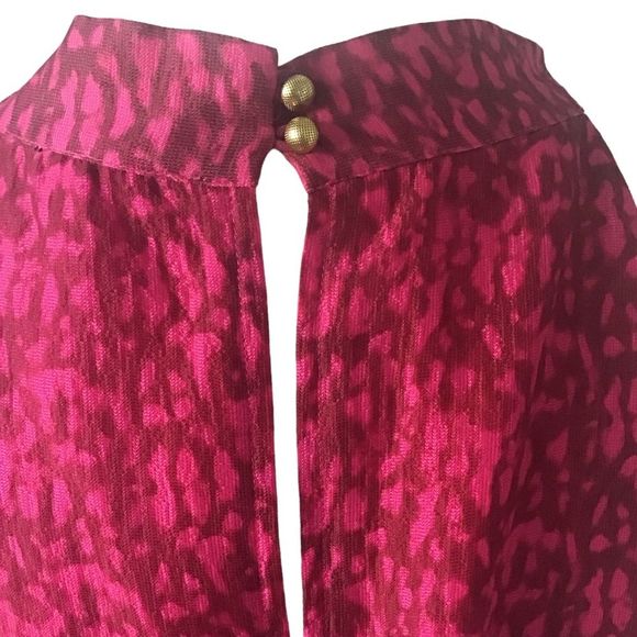 ANN TAYLOR Halter Top Silk Fuchsia Brown Sleeveless Flutter Front Lined Size 12 - Picture 7 of 8